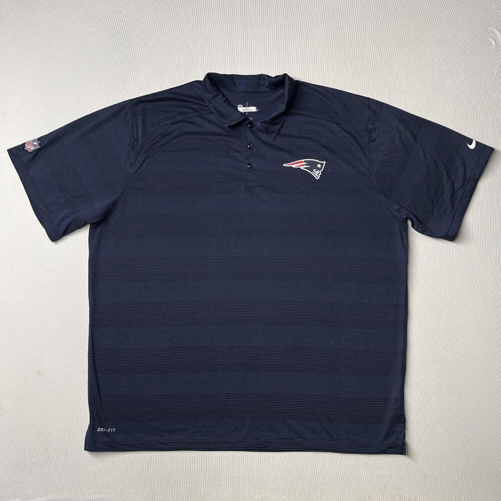 New England Patriots Shirt Mens 3XL Blue NFL Football Dri-FIT Polo Andruzzi Nike
